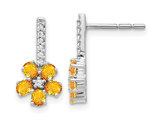 1.37 Carat (ctw) Citrine Flower Drop Earrings in 14K White Gold with Diamonds
